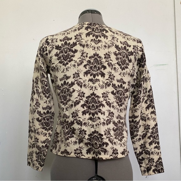 Susan Bristol Women's Floral Cropped Cardigal 100% Wool Size L - Picture 5 of 7